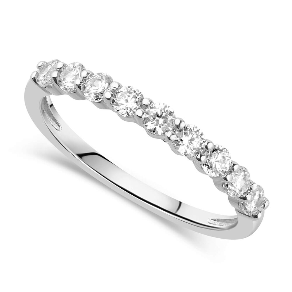 9ct White Gold Nine Stone Cubic Zirconia Eternity Ring