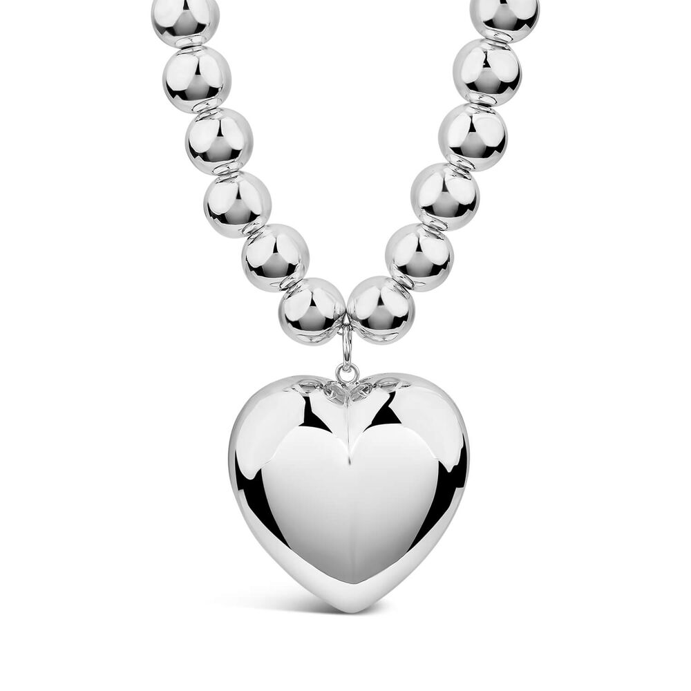 Sterling Silver Large Chunky Heart Beaded Necklet image number 0