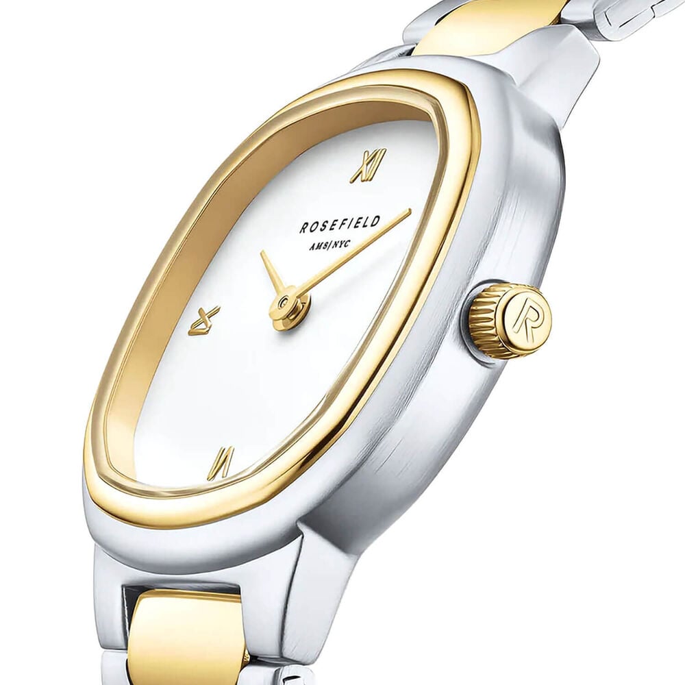 Rosefield Gaia XS 25mm White Dial Two Tone Stainless Steel Bracelet Watch