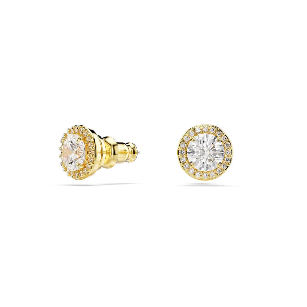 Swarovski Una Angelic Round Cubic Zirconia 18ct Yellow Gold Finished Stud Earrings