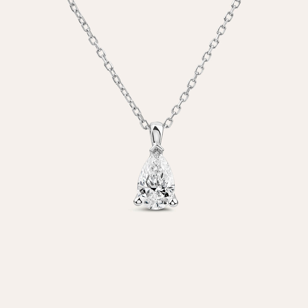 Born 9ct White Gold 0.50ct Lab Grown Pear Diamond Pendant