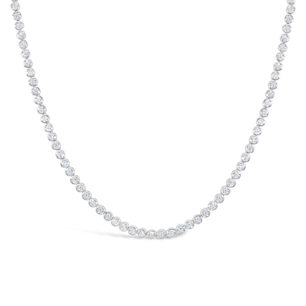 Ladies Sterling Silver Cubic Zirconia Tennis Necklace image number 0