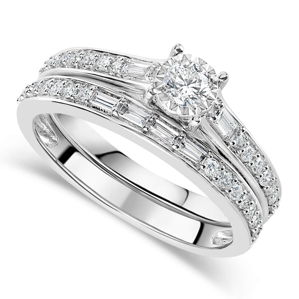 18ct White Gold 0.50ct Diamond Bridal Ring Set image number 0