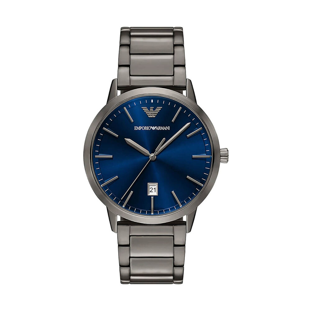 Emporio Armani Ruggero 43mm Blue Dial Dark Grey Stainless Steel Bracelet Watch image number 0