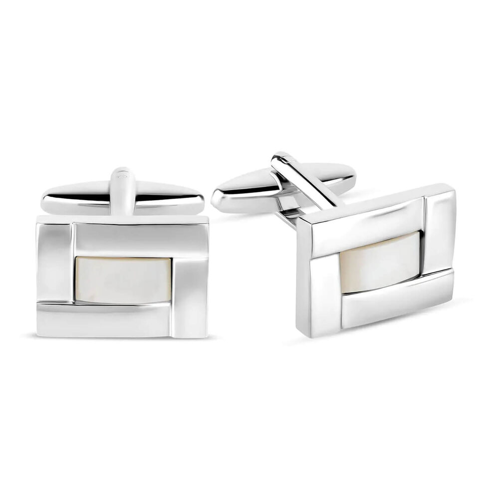 Gents Silver-Plated Mother of Pearl Cufflinks
