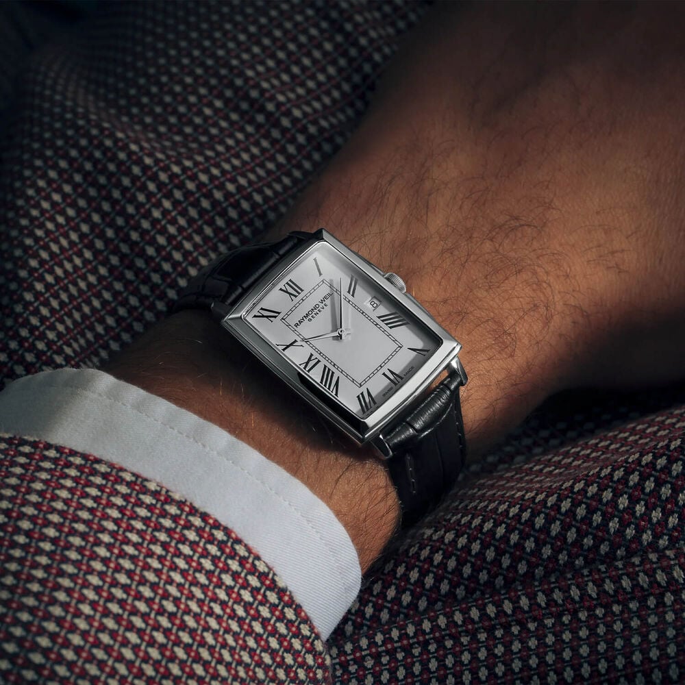 Raymond Weil Toccata 37x29mm White Dial Black Leather Strap Watch