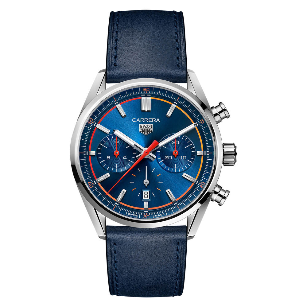 TAG Heuer Carrera 42mm Blue Dial & Strap Red Detail Watch
