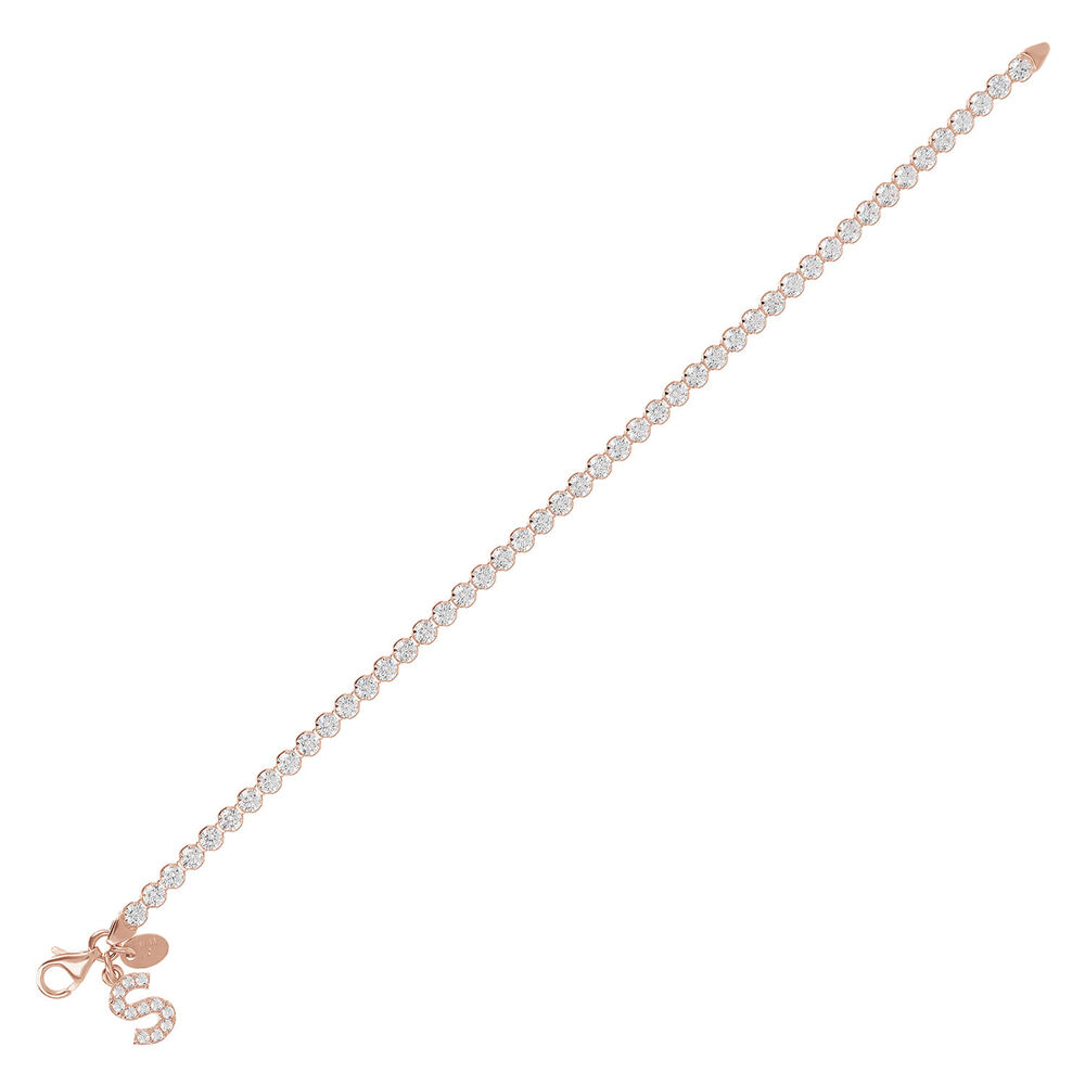 Bronzallure Tennis Gemstone With Charm Initial S Bracelet