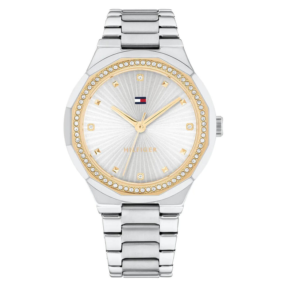 Tommy Hilfiger 36mm Silver Dial Cubic Zirconia Set Bezel Steel Bracelet Watch image number 0