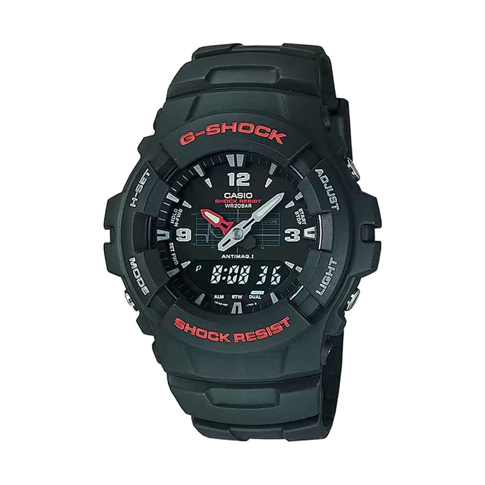 G-SHOCK G-100 Series 49.6x47.8mm Black Analogue & Digital Display Resin Strap Watch