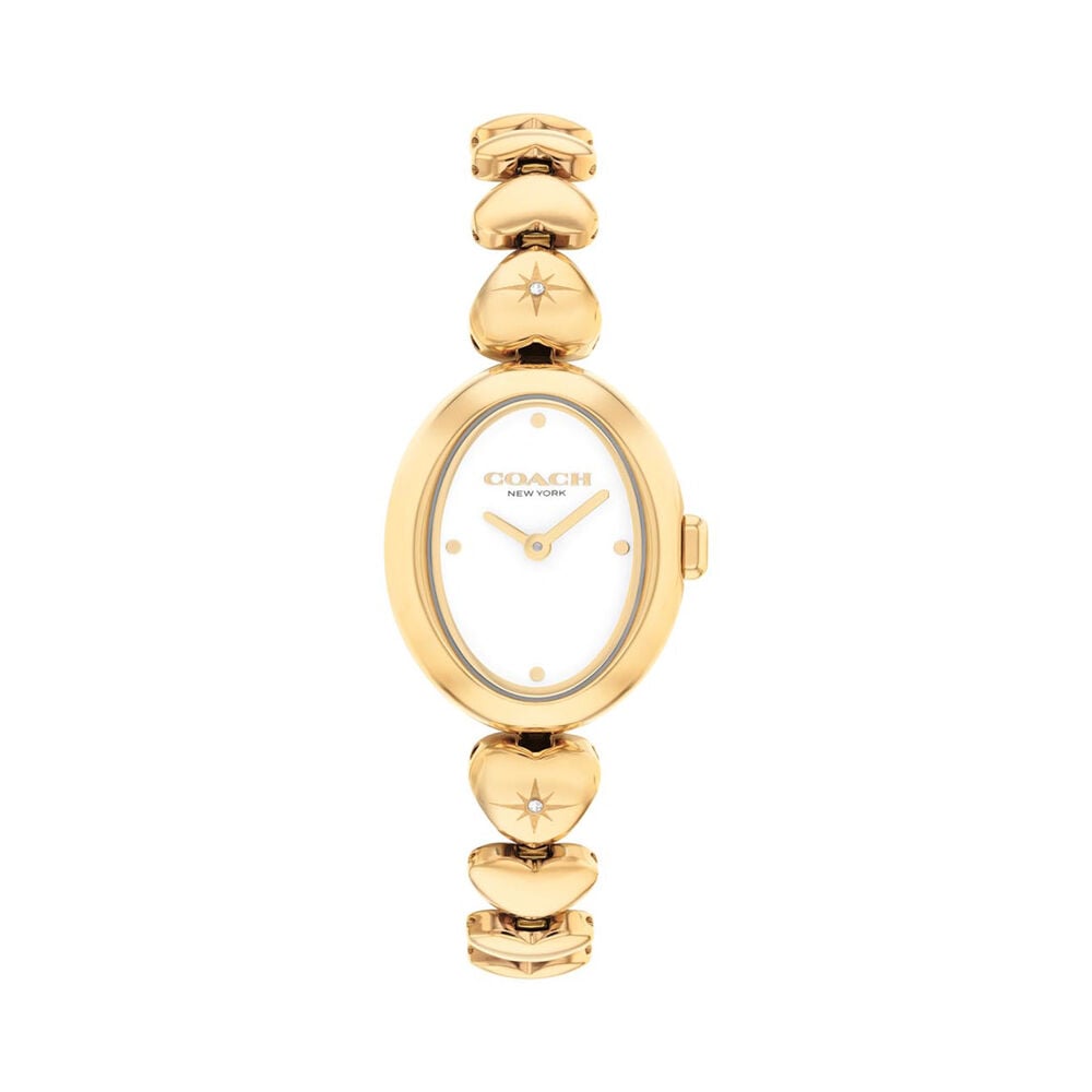 Coach Sammy 22.5mm White Dial Gold Tone Steel Bracelet Watch