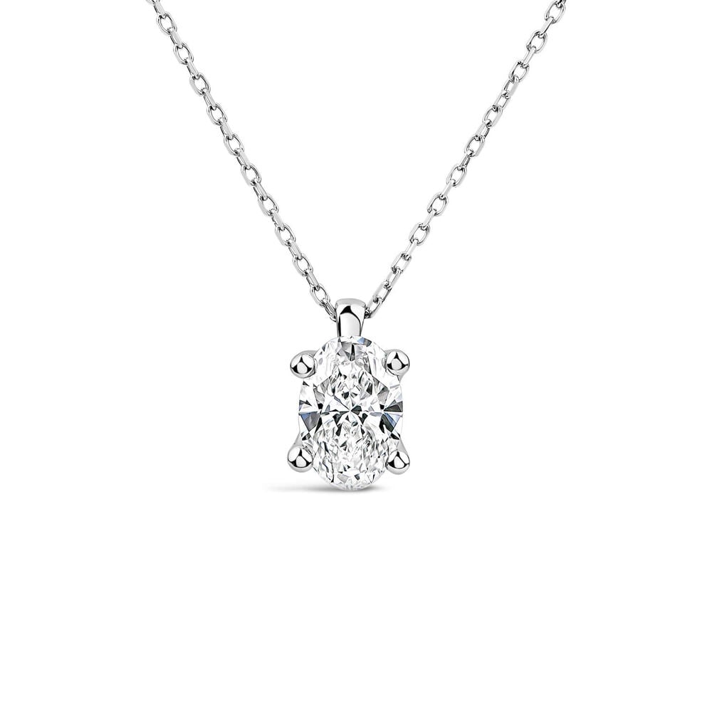 Born 9ct White Gold 1.00ct Lab Grown Oval Diamond Pendant