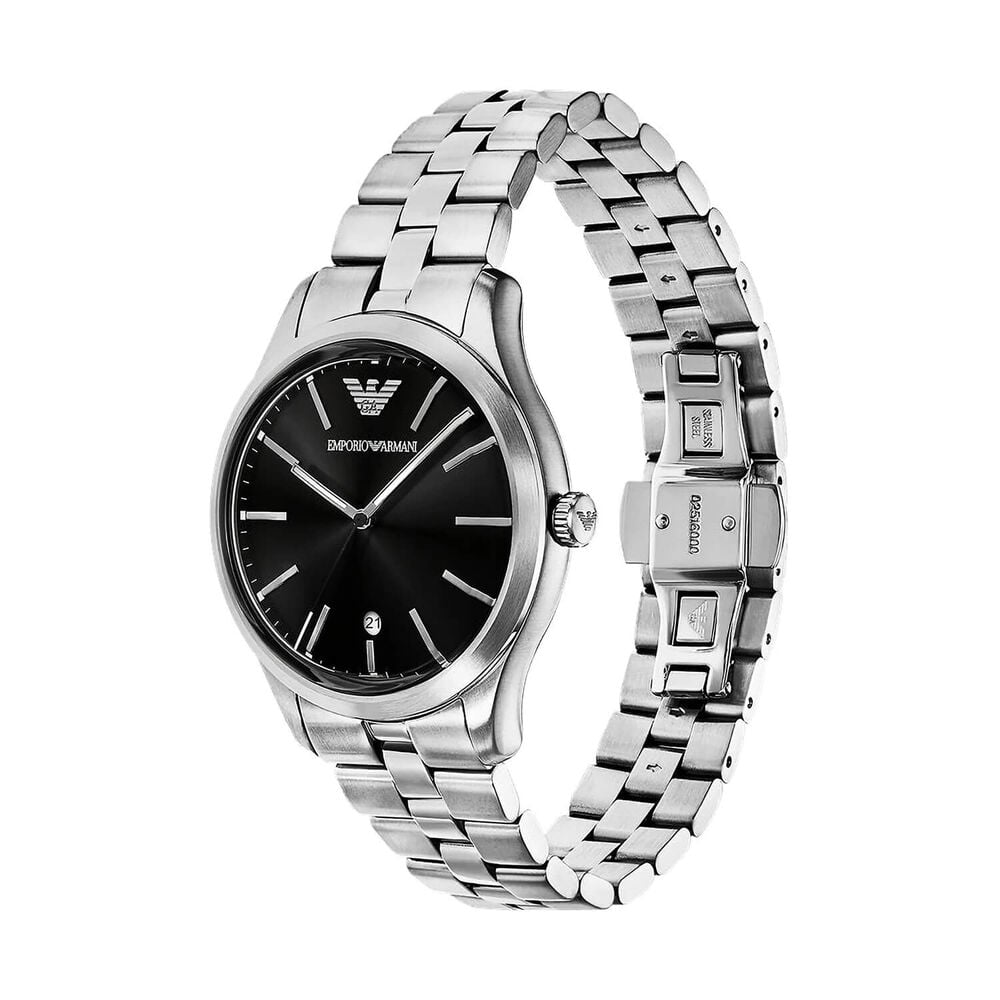 Emporio Armani 41mm Black Dial Stainless Steel Bracelet Watch image number 1