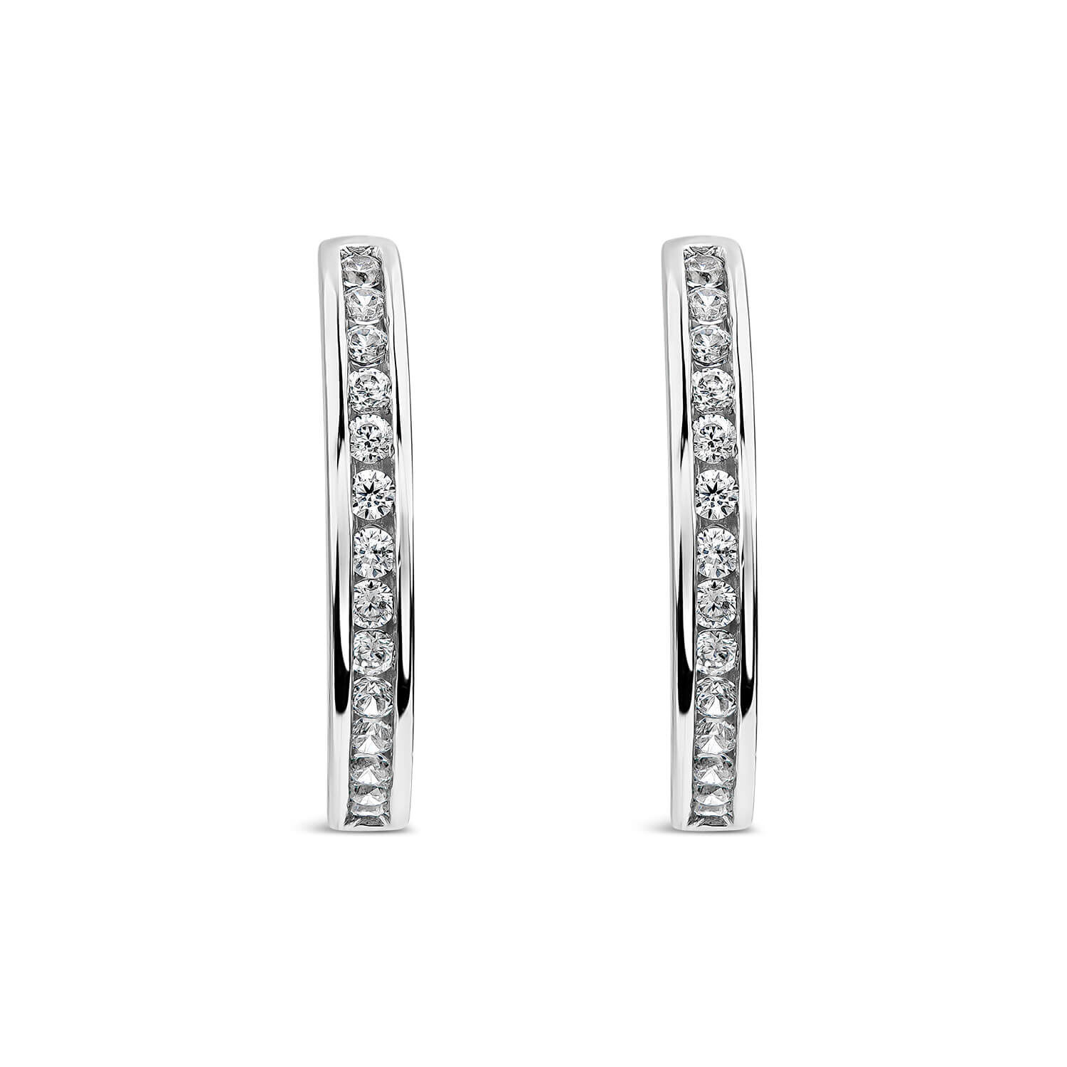 Sterling Silver Channel Set Cubic Zirconia Hoops