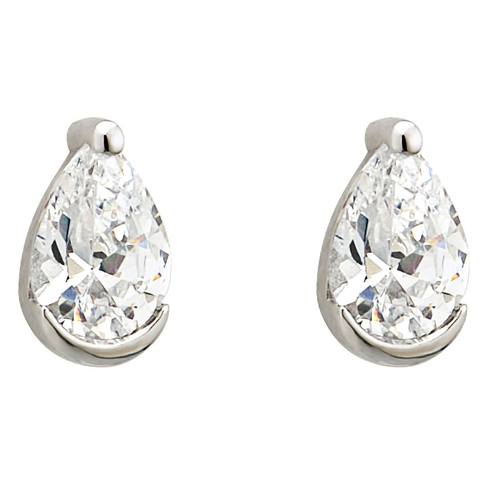 9ct White Gold Cubic Zirconia Stud Earrings