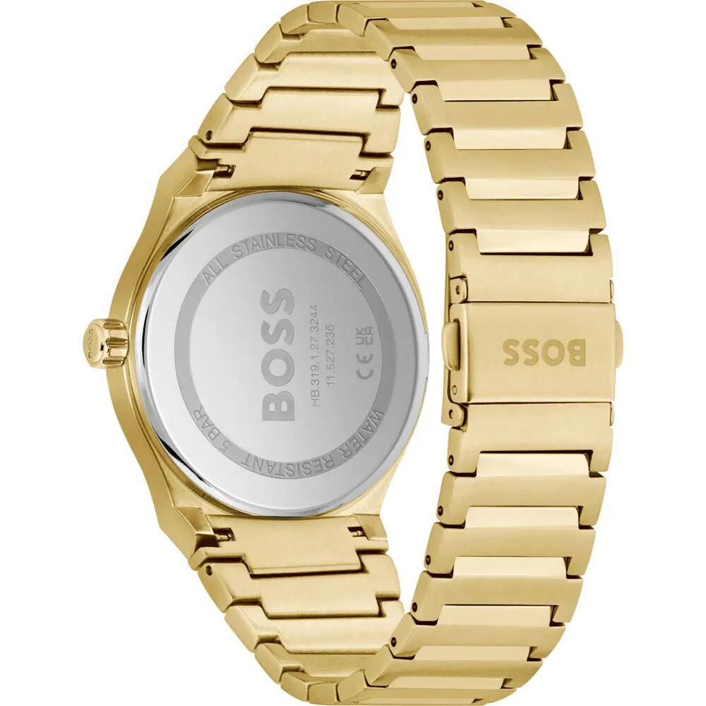 BOSS Candor 41mm Black Dial Yellow Gold IP Case Watch image number 2