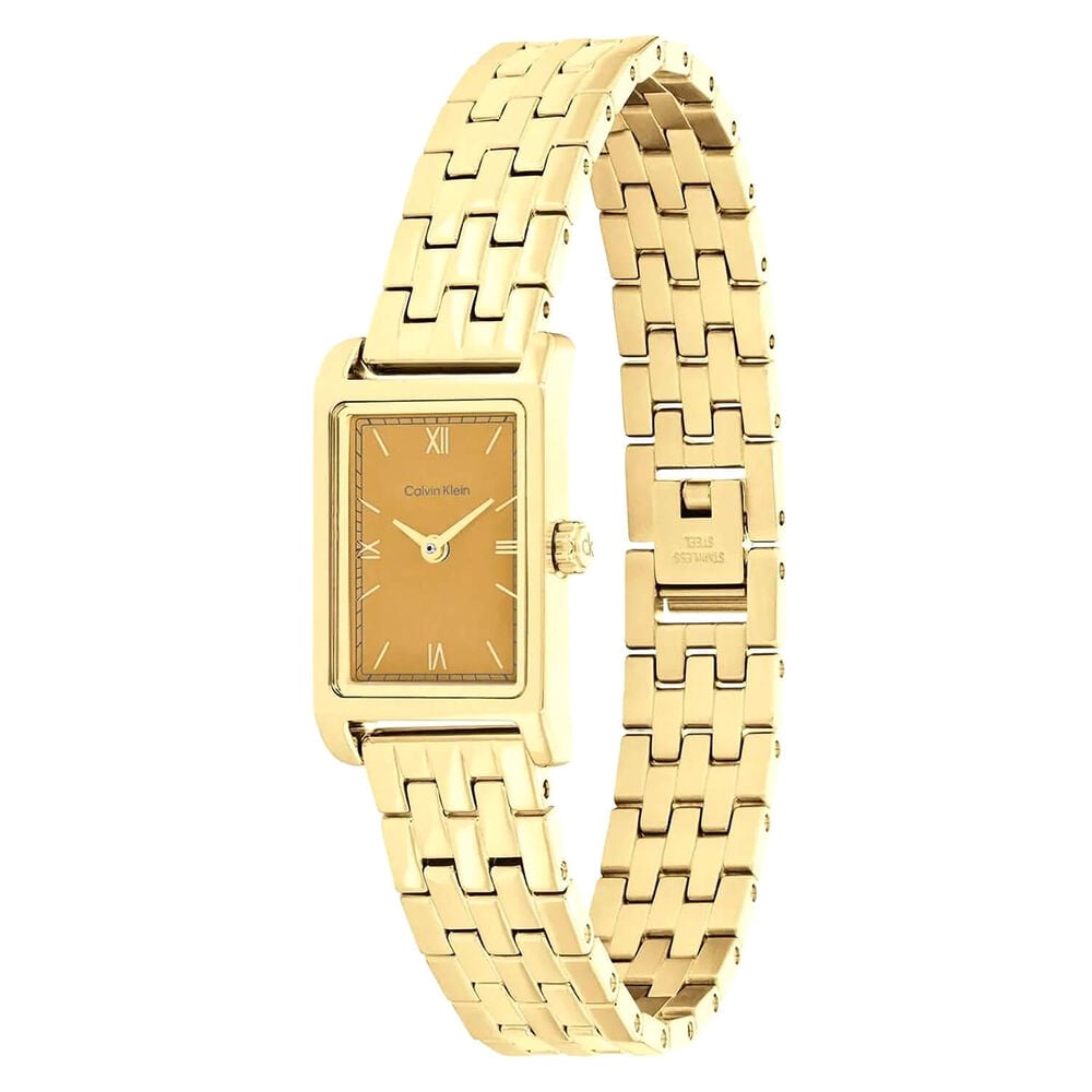 Calvin Klein Light 16mm Brown Dial Gold Tone Stainless Steel Bracelet Watch