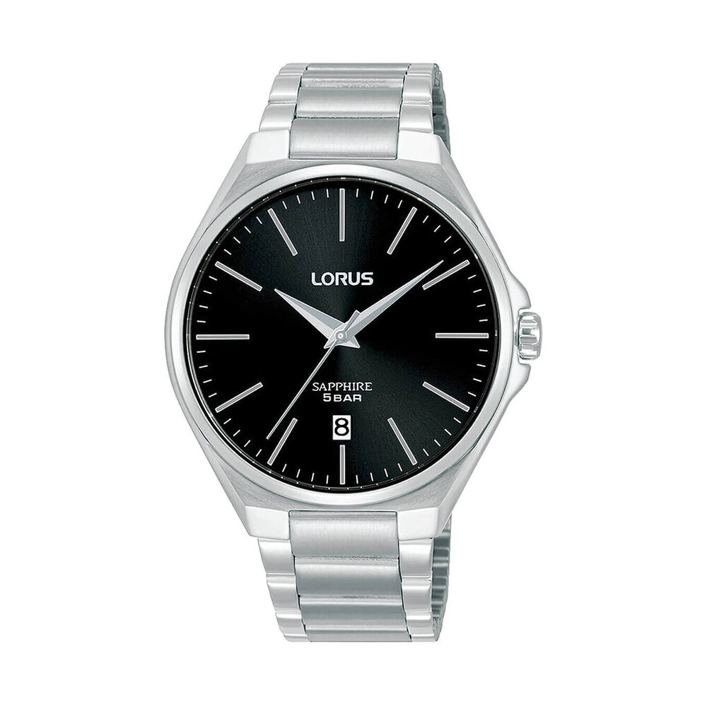 Lorus Quartz Gents 40mm Black Dial Steel Bracelet Watch image number 0