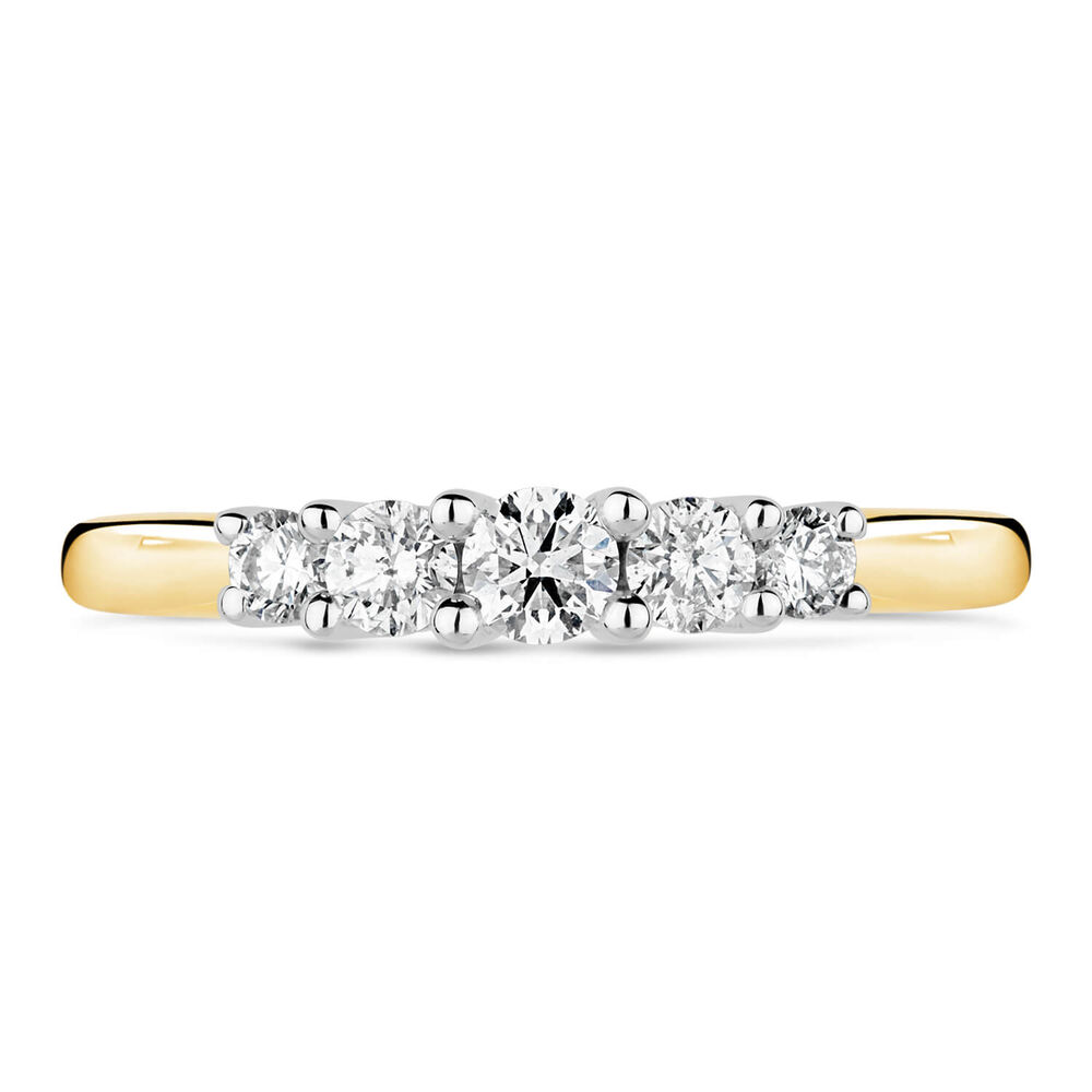 18ct Yellow Gold Claw 5 Stone 0.51ct Diamond Ladies Ring image number 1