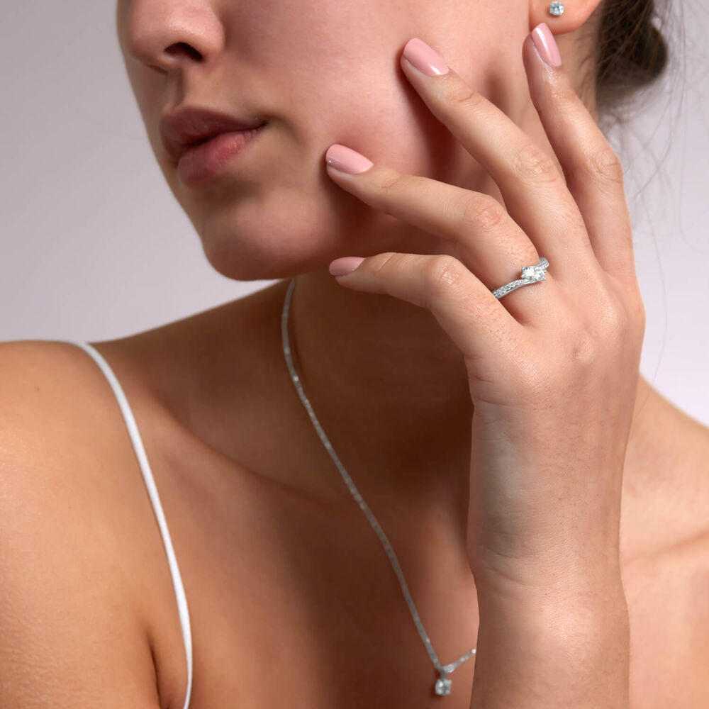 9ct White Gold 0.50 Carat Diamond Twist Ring image number 4