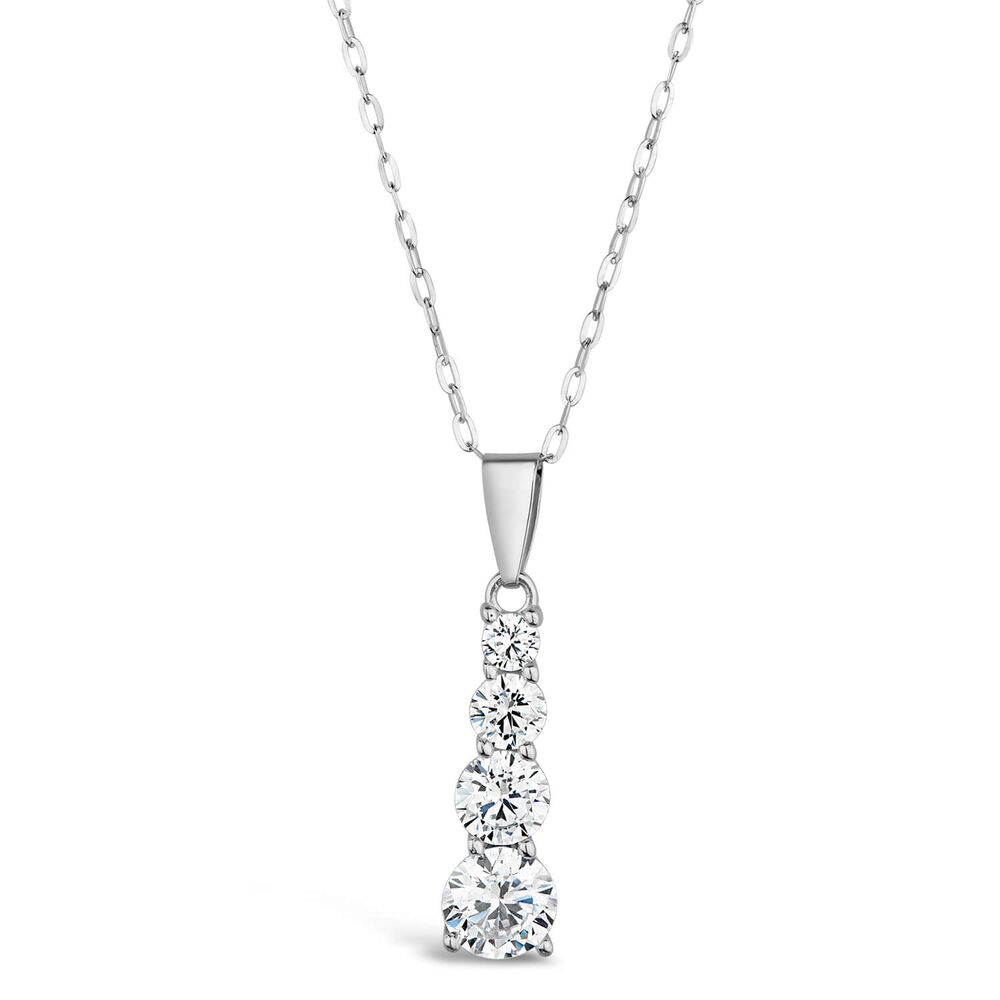 9ct White Gold Cubic Zirconia Pendant (Chain Included) image number 0