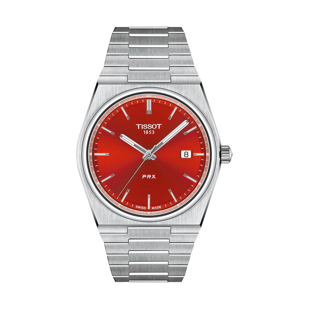 Tissot PRX Quartz 40mm Red Dial Stainless Steel Bracelet Watch image number 0