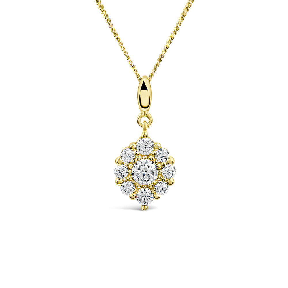 9ct Yellow Gold Cubic Zirconia Cluster Flame Pendant image number 0