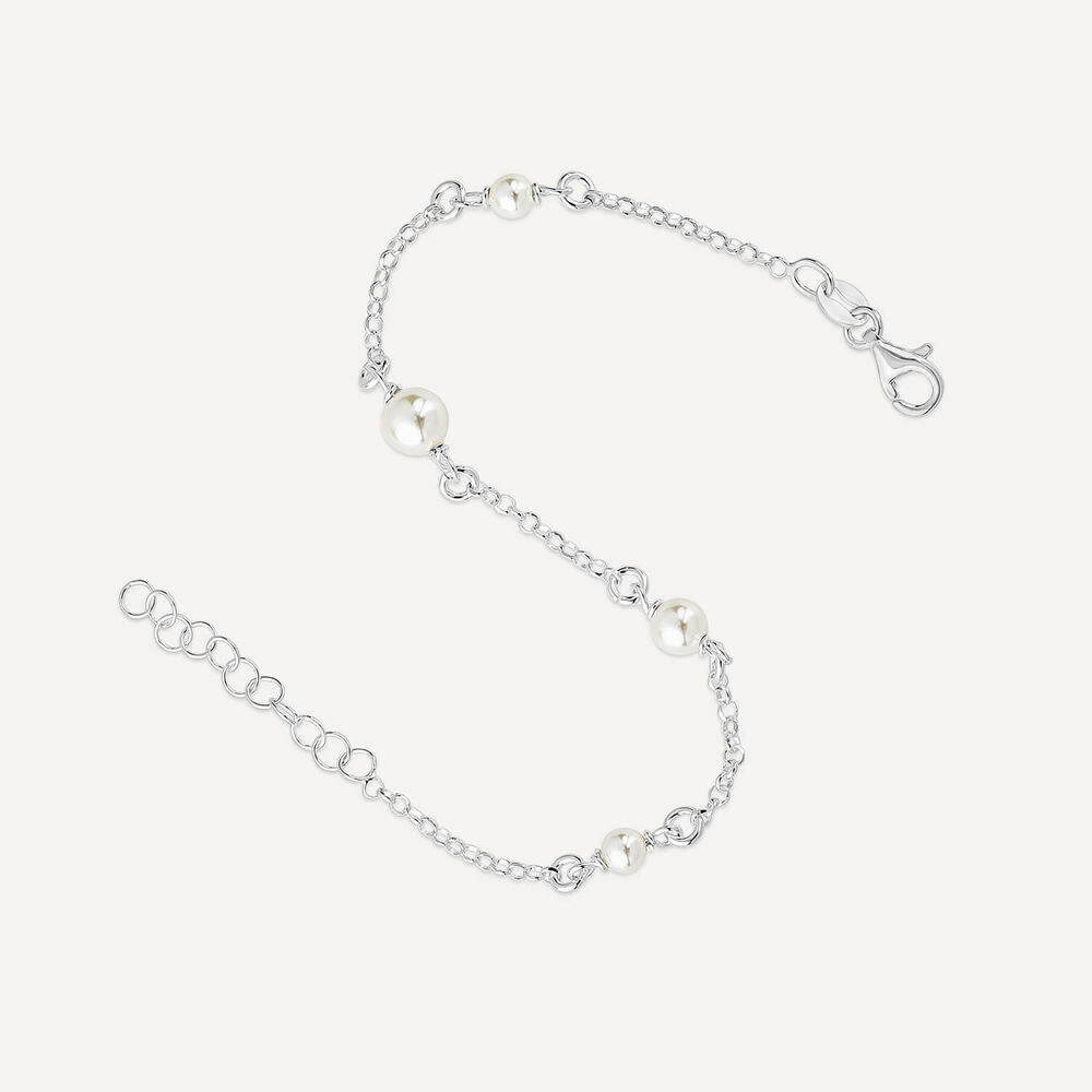 Sterling Silver Pearl Station Bracelet image number 3