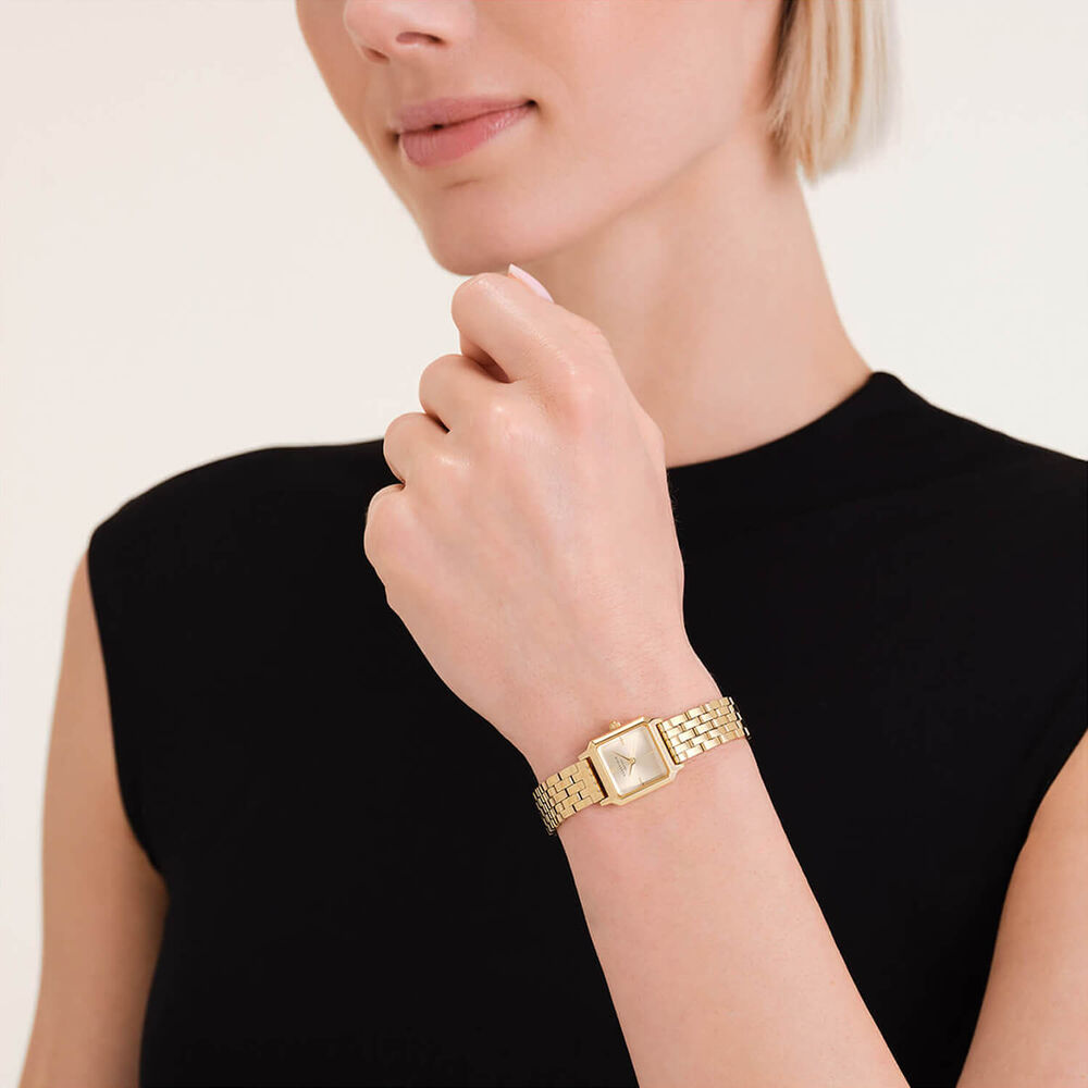 Rosefield Boxelle Champagne 19.5x19.5mm Dial 23k Gold Plated Steel Bracelet Watch image number 3