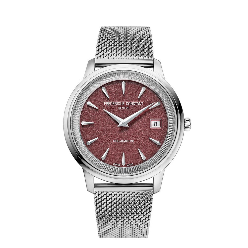 Frederique Constant Classics Moneta Solarmetre 39mm Burgundy Dial Leather Strap Watch