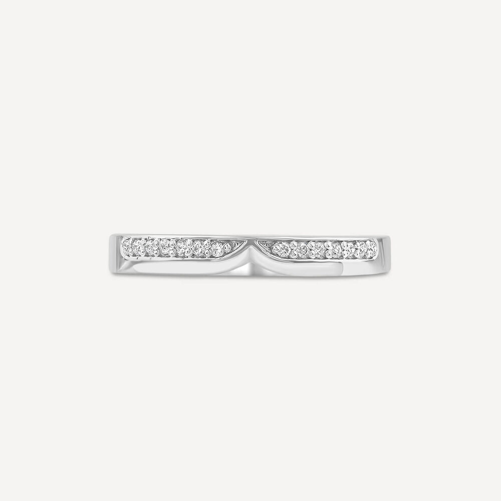 9ct White Gold Pave Shaped 0.08 Diamond Wedding Ring image number 1