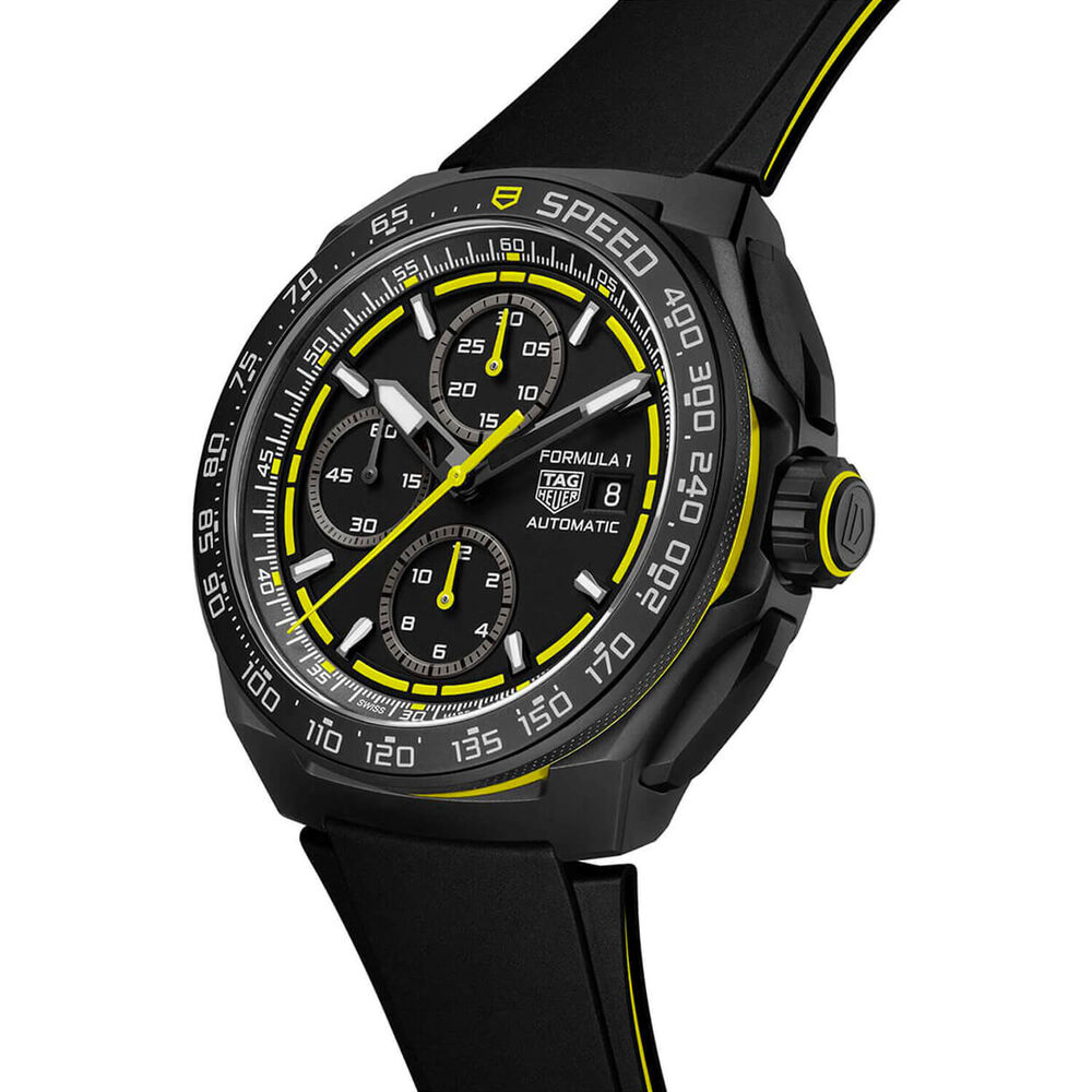 TAG Heuer Formula 1 Chronograph 44mm Black & Yellow Dial Black Rubber Strap Watch