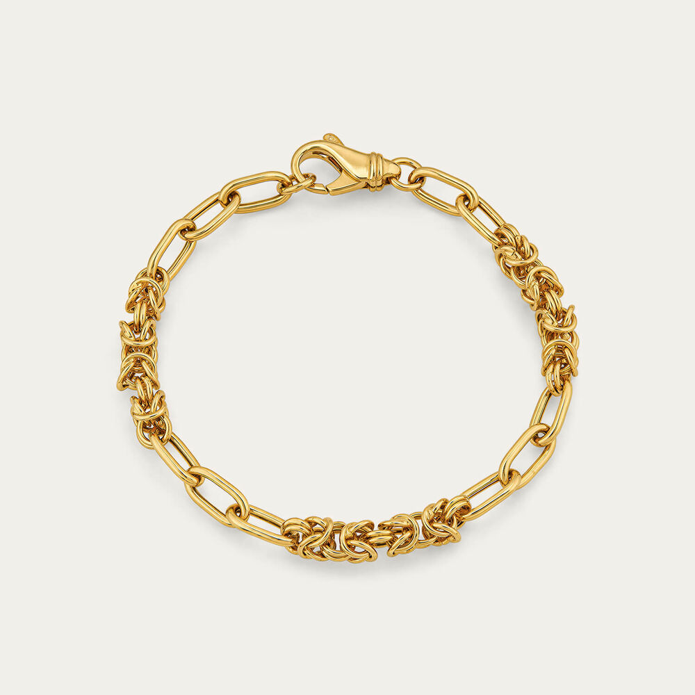 Yellow Gold Plated Sterling Silver Twist & Open Link Bracelet