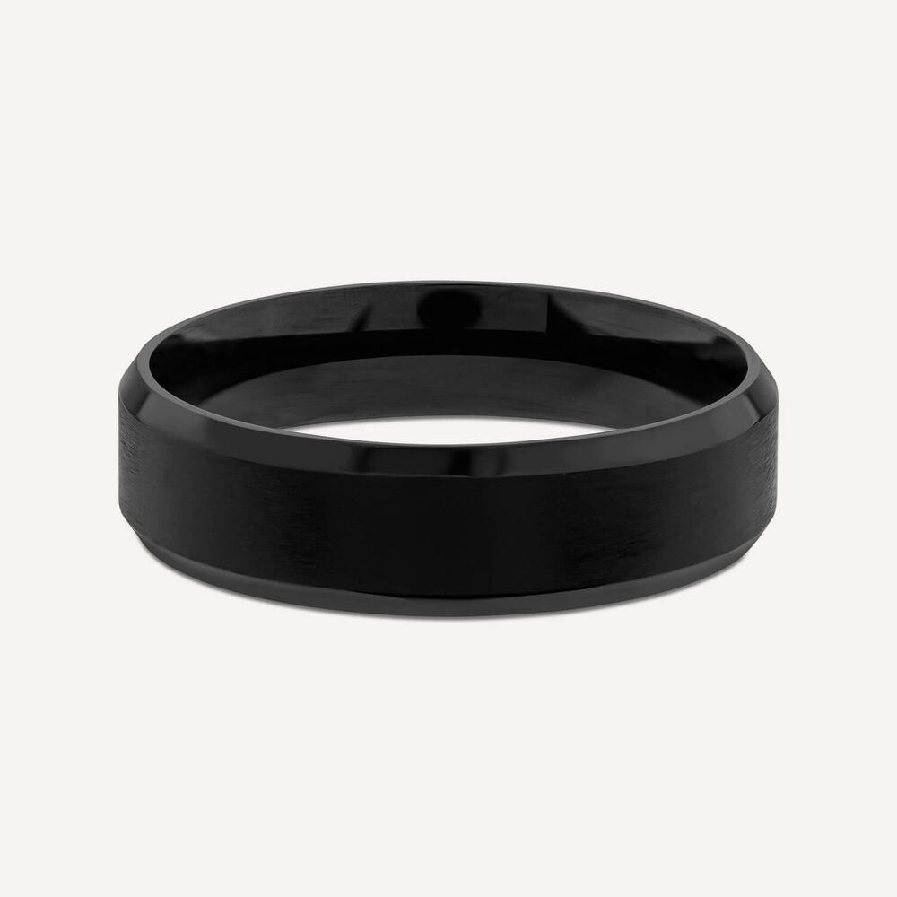 Black Titanium Bevelled Edge Mens Ring image number 2