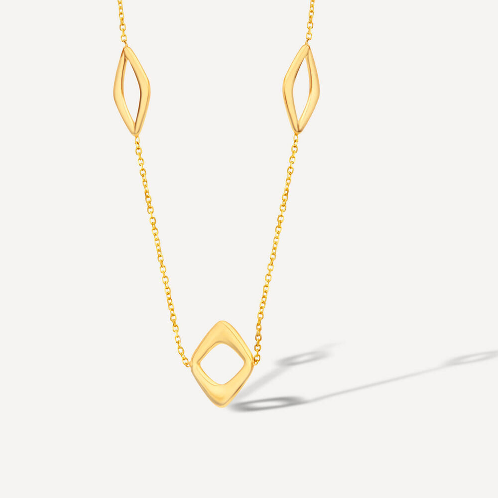 9ct Yellow Gold Open Polished Graduated Diamond Shape Necklet