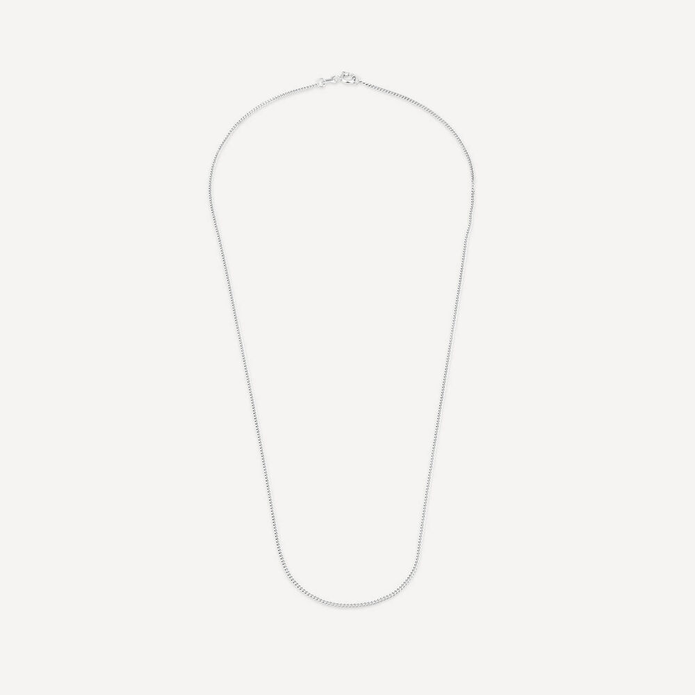 9ct White Gold Flat Curbed Chain Necklet image number 2