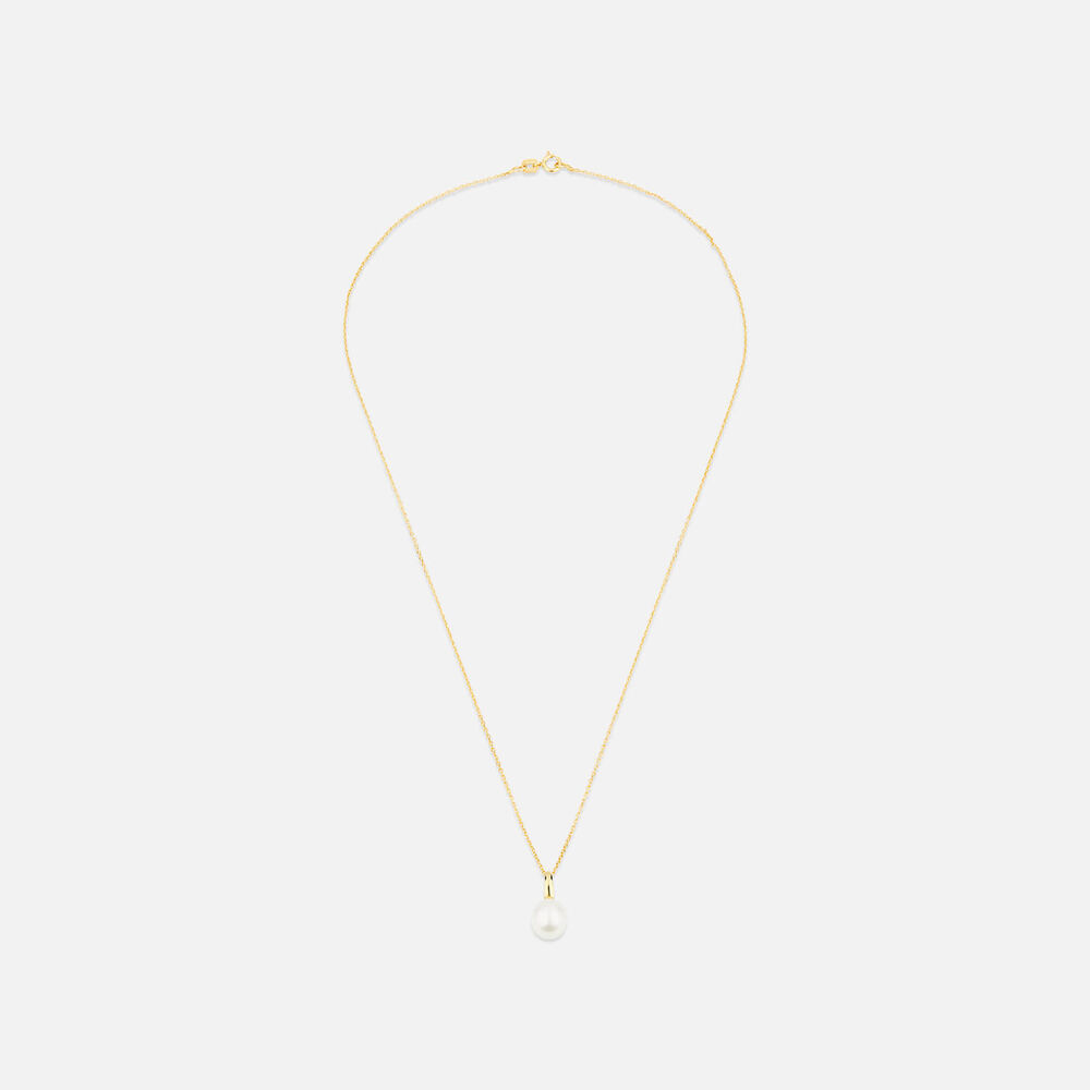 9ct Yellow Gold Polished Pearl Pendant (Chain Included)