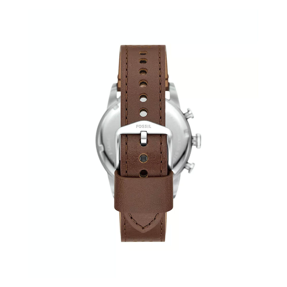 Fossil Sport Tourer Chronograph 42mm Cream Dial Brown Leather Strap Watch image number 1