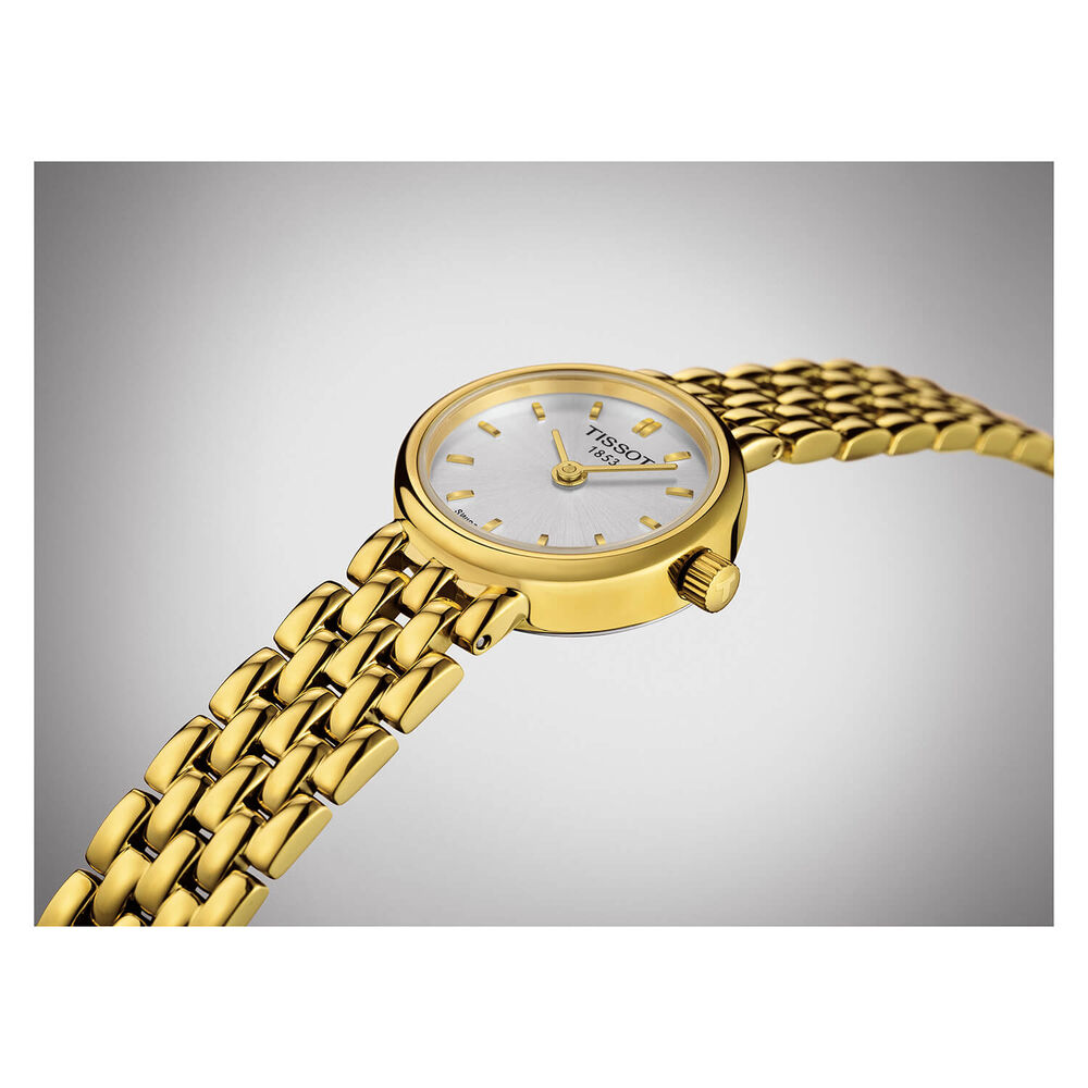 Pre-Owned Tissot Lovely 19.5mm Silver Dial Yellow Gold Plated Steel Bracelet Watch image number 2