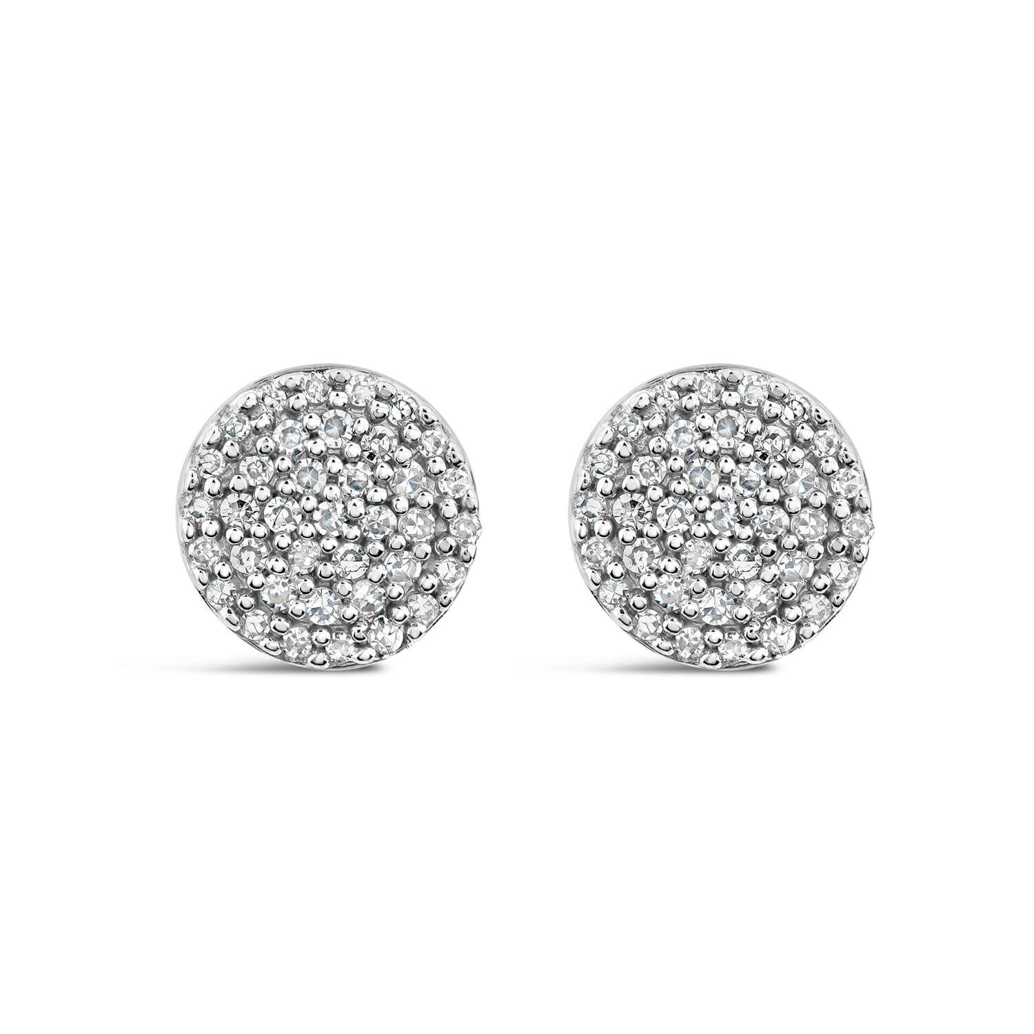 9ct White Gold Pave Diamond Round Stud Earrings
