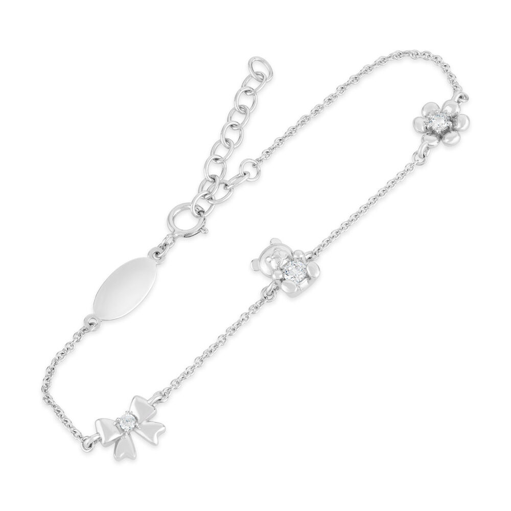 Little Treasure Sterling Silver Cubic Zirconia Children's Station Bracelet