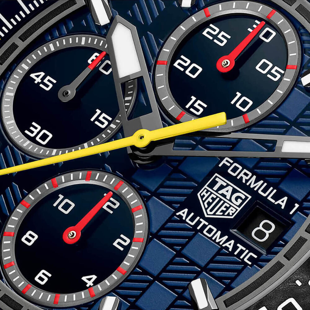 TAG Heuer Formula 1 Chronograph X Oracle Red Bull Racing 44mm Blue Dial Rubber Strap Watch image number 3