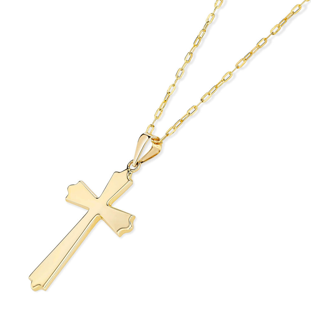 9ct Yellow Gold Polished Cross Ladies Pendant (Chain Included)
