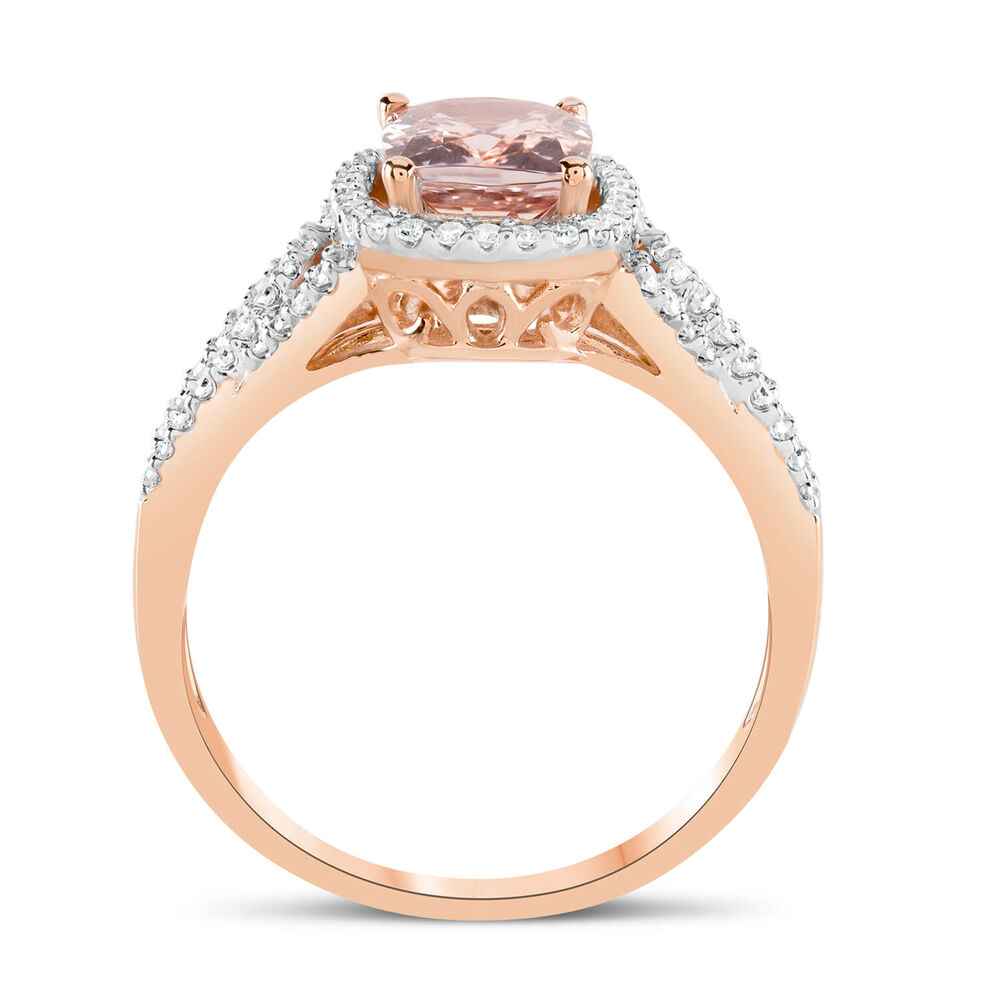 9ct Rose Gold 0.25ct Diamond Shoulders and Morganite Ring image number 2