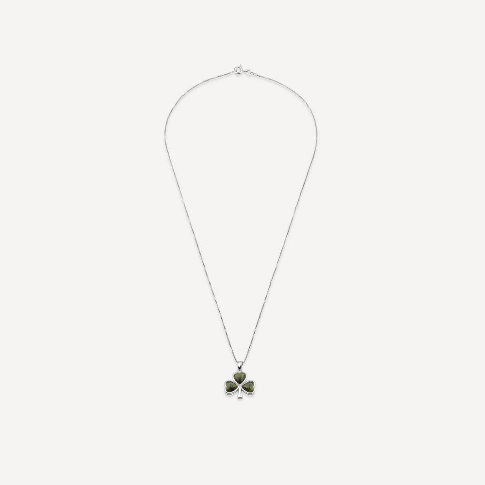 Silver Connemara Marble Shamrock Pendant image number 2