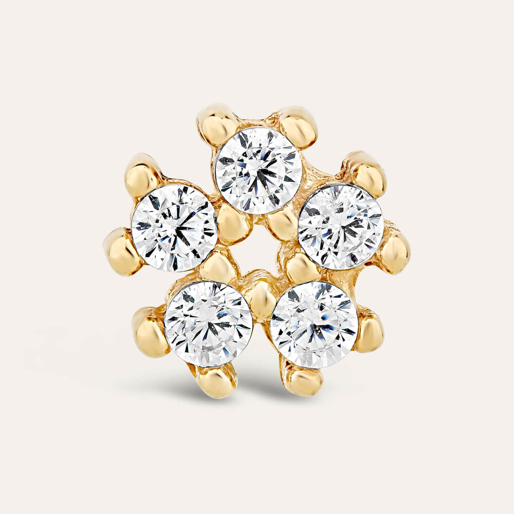 9ct Yellow Gold Cubic Zirconia Flower Single Stud Earring