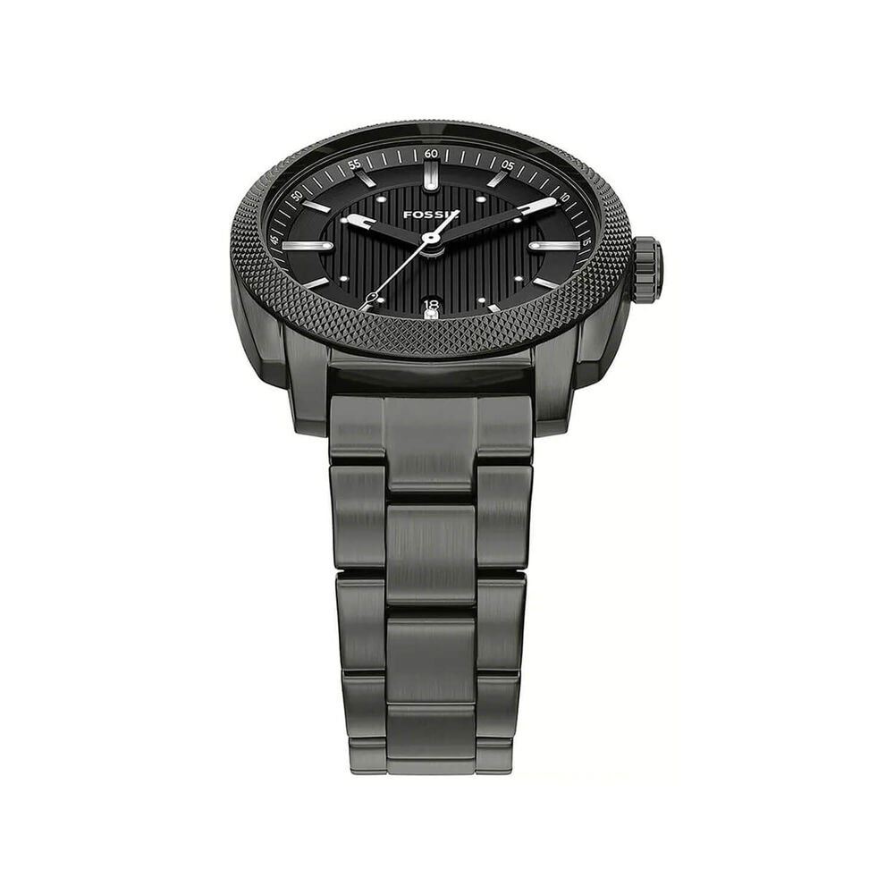 Fossil Machine 41mm Black Dial Smoke Steel Bracelet Watch