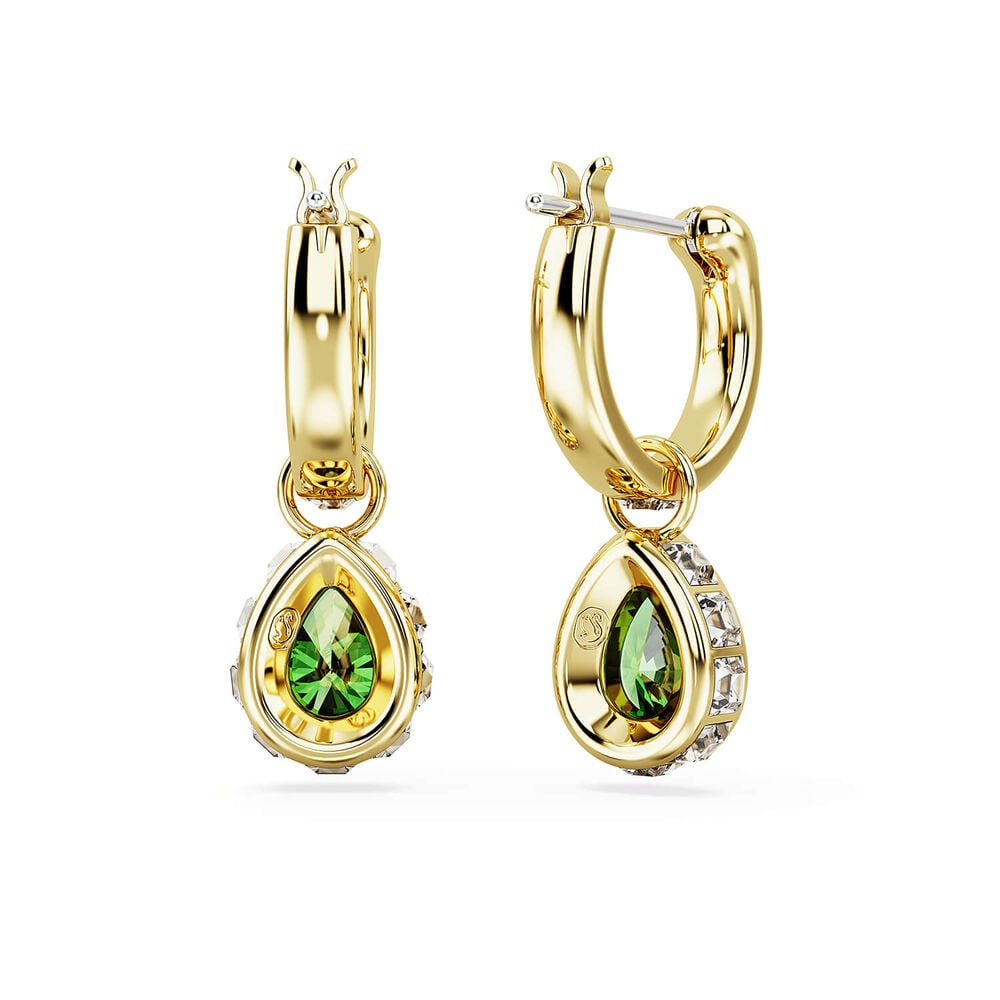 Swarovski Chroma Crystals & Green Cubic Zirconia 18ct Yellow Gold Finished Stud Earrings