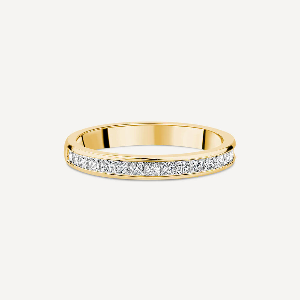 18ct Yellow Gold 2.5mm 0.45ct Princess Cut Diamond Channel Set Wedding Ring - (Special Order) image number 2