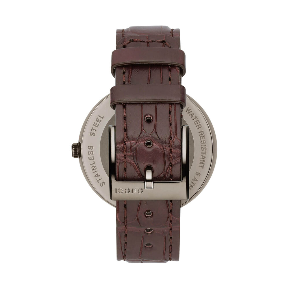Pre-Owned Gucci Interlocking 37mm Brown Dial Leather Strap Watch image number 2